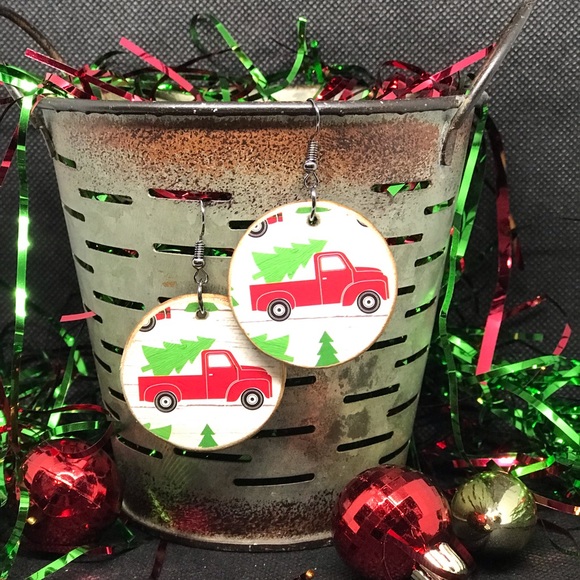 handmade Jewelry - Christmas wooden earrings